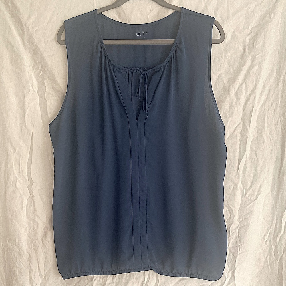 XXL / 18 Loft Blue V-neck Sleeveless Tank Top Blouse w/ Elastic Cinched Waist